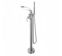 Freestanding Bath Tap Waterfall Bathroom Mixer Tap Bathtub Tap Handheld Shower Head Floor Mounted Brass Black (Chrome-A)