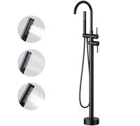 Freestanding Bath Tap with Hand Sprayer - Matt Black