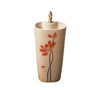 Freestanding Bathroom Pedestal Sink Outdoor Garden Ceramic Wash Basin with Faucet and Drain Kit