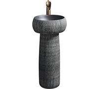 Freestanding Bathroom Sink, Retro Industrial Style Ceramic Pedestal Basin, Easy to Clean Floor Standing Unit, Countertop Design