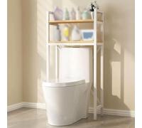 Freestanding Bathroom Storage Cabinet Multifunctional Space-Saving Unit 2-Tier with Thick Divider Elegant White Design for Toilets and Small Spaces