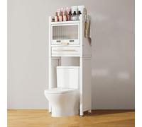 Freestanding Bathroom Storage Cabinet - Over The Toilet Rack with Metal Frame & Flip-Top Door Space-Saving for Bathroom & Living Room