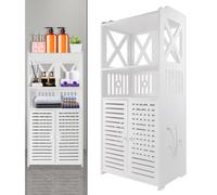 Freestanding Bathroom Storage Cabinet with 2 Doors 3 Tier Bathroom Cabinet for Living Room Bedroom Kitchen