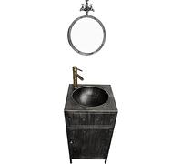 Freestanding Bathroom Vanity Unit with Basin, Industrial Style Storage Cabinet with Faucet and Drain, Modern Design for Under Sink Organization