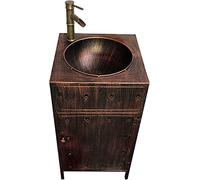 Freestanding Bathroom Vanity Unit with Basin, Industrial Style Storage Cabinet with Faucet and Drain, Modern Design for Under Sink Organization