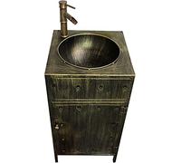 Freestanding Bathroom Vanity Unit with Basin, Industrial Style Storage Cabinet with Faucet and Drain, Modern Design for Under Sink Organization