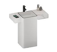 Freestanding Bathroom Vanity with Slate Countertop and Ceramic Sink, Modern Minimalist with Square Basin, Faucet/Drain/Inlet Pipe/Angle Valve for Indoor and Outdoor(90cm)