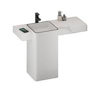 Freestanding Bathroom Vanity with Slate Countertop and Ceramic Sink, Modern Minimalist with Square Basin, Faucet/Drain/Inlet Pipe/Angle Valve for Indoor and Outdoor(110cm)