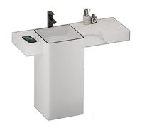 Freestanding Bathroom Vanity with Slate Countertop and Ceramic Sink, Modern Minimalist with Square Basin, Faucet/Drain/Inlet Pipe/Angle Valve for Indoor and Outdoor(120cm)