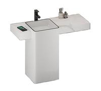Freestanding Bathroom Vanity with Slate Countertop and Ceramic Sink, Modern Minimalist with Square Basin, Faucet/Drain/Inlet Pipe/Angle Valve for Indoor and Outdoor(140cm)