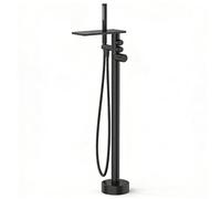 Freestanding Bathtub Faucet, 2-Function Waterfall Mixer Tap with Adjustable Handle, Hot and Cold, Easy Install Ceramic Valve for Bathroom
