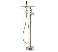 Freestanding Bathtub Faucet, 2-Function Waterfall Mixer Tap with Adjustable Handle, Hot and Cold, Easy Install Ceramic Valve for Bathroom