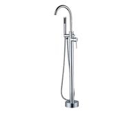 Freestanding Bathtub Faucet,Free Standing Brass Bath Mixer Taps,Mixer Tap hot and Cold Freestanding,with Hand Shower,360 Degree Swivel Standing Mixer Taps for Bathroom,Go,Chrome