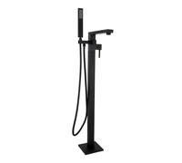 Freestanding Bathtub Faucet - Matte Black Floor Mount Tub Filler with High Flow Handheld Sprayer & 360° Swivel Spout - Modern Bathroom Upgrade Accessory