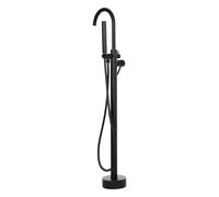 Freestanding Bathtub Faucet | Matte Black Solid Brass Floor Mounted Single Handle with Handheld Shower Contemporary Style for Individuals Homes Showers and Hotels