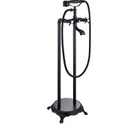 Freestanding Bathtub Faucet Oil Rubbed Bronze, Double Cross Knobs Floor Mount Tub Filler with Telephone Shape Handheld Bathroom Bath Shower Set