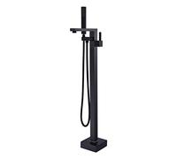 Freestanding Bathtub Faucet, Single Handle Square Waterfall Spout Brass Bathroom Faucets Floor Mounted Shower System with Hand Shower and Shower Hose Set LWX