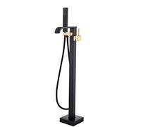 Freestanding Bathtub Faucet Tub Filler Single Handle High Flow Waterfall Floor Mount Bathroom Faucets with Rainfall Hand Shower,Type a
