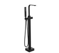 Freestanding Bathtub Faucet with High Flow Shower Mixer and Handheld Sprayer - Stylish Black Floor-Mounted Design for Modern Bathrooms