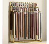 Freestanding Belt Display Stand - 3-Tier Metal nizer for Men's Closet & Retail - Floor-Mounted Hanger with 24 Hooks - Stylish Storage Solution for Clothing Stores & Boutiques