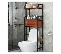 Freestanding Black Over The Toilet Storage Cabinet with Drawers Space-Saving Toilet Rack Stylish Bathroom Shelf for Maximum Storage Efficiency