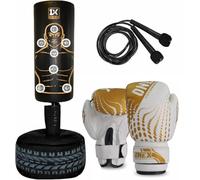 Freestanding boxing Bag, Kids free standing Punching Bag, 3FT Self Standing punch Bag for juniors Practicing boxing, to engage in physical activity. (Black/Gold)