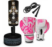 Freestanding Boxing Bag MMA Punching Bag With Stand For Kids Target Heavy Duty Punch Bags Martial Arts Karate Taekwondo Muay Thai Sports Trainer Gym Equipment for Home (BLACK 6OZ NEW PINK)