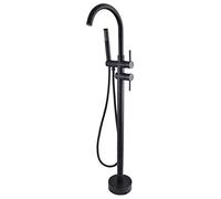 Freestanding Brass Bathtub Faucet Bath Tub Filler Faucet with Hand Floor Mount Bathroom Luxury Set,Matte Black