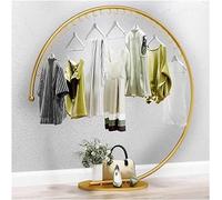 Freestanding C-Style Clothing Rack, Heavy Duty Round Garment Display with Hooks, Portable Solution for Boutiques and Commercial Clothing Displays