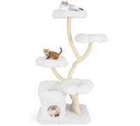 Freestanding Cat Tower 162cm Tall Cat Tree With Flower-shaped Platforms Gymax Beige One Size