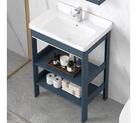Freestanding Ceramic Console Sink, Pedestal Sink Storage Cabinet Or Double Storage Rack Bracket And Drain Kit, Vessel Sink Bathroom Vanity, For Laundry Room, Washing Room(Double Shelf-51X35X80Cm)
