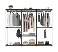 Freestanding Closet Organiser, Black / 205L x 166H cm