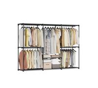 Freestanding Closet Organiser, Black / 205L x 166H cm