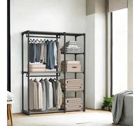 Freestanding Closet Organiser, Black / 43 x 124 x 182 cm