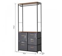 HOMCOM Storage Coat Rack Hallway / Bedroom Organiser Shelves with Hanger, 5 Drawer - Grey, Grey