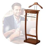 Freestanding Clothes Valet Stand Wooden Floor Standing Suit Hanger Rack Front Trouser Rack with Non-slip Rubber Sleeve for Crease-Free Suit Coat Stand Storage HxWxD:112x44.4x 30cm