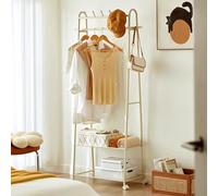 Freestanding Coat Rack, Carbon Steel Hall Tree with 7 Hooks & 2 Shelves, Stylish Clothes Hanger for Bedroom, Living Room, Entryway nizer