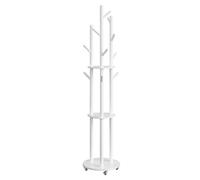 Freestanding coat rack stand with hooks and shelves