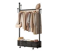 Freestanding Coat Rack Tree with Storage Basket | Entryway Hall Tree with Pulleys | Easy Assembly for Bedroom Hallway Office | Stylish Gold 100x32x170cm