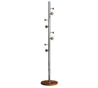 Freestanding Coat Rack With 8 Hooks,Modern Metal & Wood Coat Tree,Stable Round Base Entryway Coat Hanger Stand For Hats,Coats,Bags,Scarves,Umbrellas