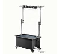 Freestanding Commercial Mop Sink Plastic Mop Sink With Drain Outlet Equipped With Mop Storage Rack For Laundry Utility Sinks, Shopping Malls, Hospitals,schools(Black,6 mop hooks)