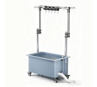 Freestanding Commercial Mop Sink Plastic Mop Sink With Drain Outlet Equipped With Mop Storage Rack For Laundry Utility Sinks, Shopping Malls, Hospitals,schools(Grey,4 mop hooks)