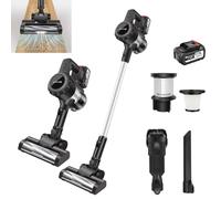 Freestanding Cordless Vacuum Cleaner with Brushless Motor,3 in 1 Standing Stick Vacuum with LED&Floor Brush,Stick Hoover with Detachable Battery&Dual Adjustable Speeds for Home,Carpet,Hard Floor