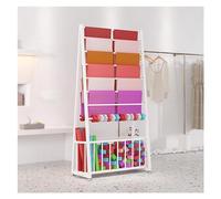 Freestanding Display Holder Rack for Wrapping Paper, Sewing Fabric, Scarf, Ribbons - Double Sided Multi-Tier Crafts Dispenser Organizer Shelf for Ribbons, Cellophane, Vinyl Rolls