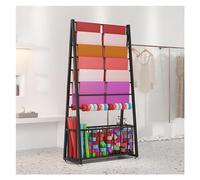 Freestanding Display Holder Rack for Wrapping Paper, Sewing Fabric, Scarf, Ribbons - Double Sided Multi-Tier Crafts Dispenser Organizer Shelf for Ribbons, Cellophane, Vinyl Rolls