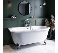 Freestanding Double Ended Back to Wall Bath with Chrome Feet 1700 x 745mm - Park Royal