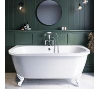 Freestanding Double Ended Back to Wall Bath with White Feet 1700 x 620mm - Park Royal