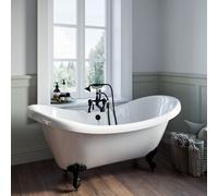 Freestanding Double Ended Roll Top Bath with Black Feet 1750 x 740mm - Park Royal