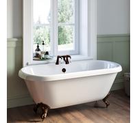 Freestanding Double Ended Roll Top Bath with Bronze Feet 1515 x 740mm - Park Royal