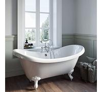 Freestanding Double Ended Roll Top Bath with Pink Feet 1750 x 740mm - Park Royal